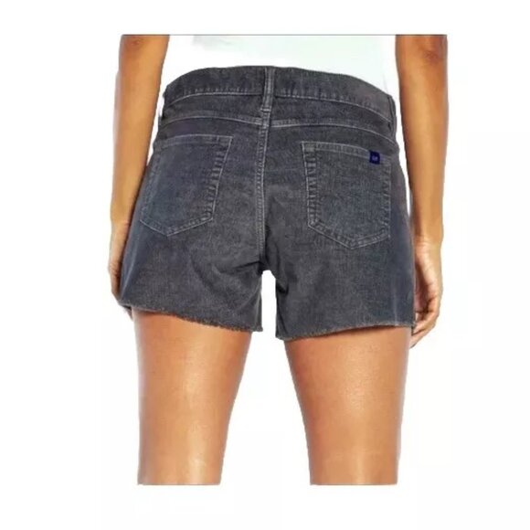 GAP Corduroy Shorts Women 14 Silver Bells Gray Fray Hem Stretch - Picture 3 of 9